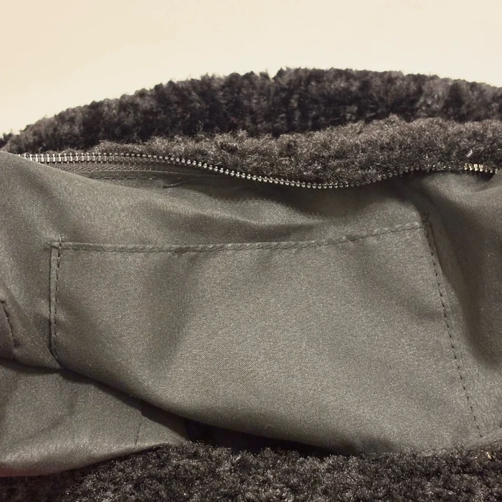 Anthropologie Black Sherpa Crossbody Sling Hobo Bag Gold Zippered New with Tags